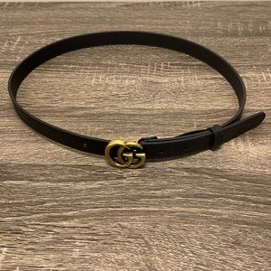 Leather Belt with Double G buckle